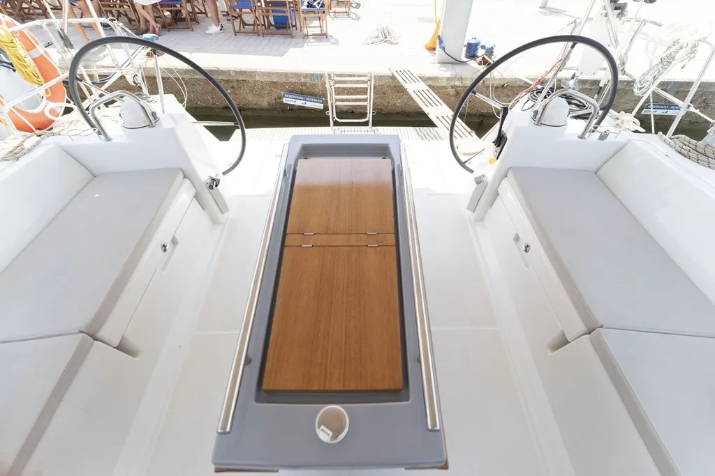 Cockpit of Avalon, a Beneteau Oceanis 45 sailboat at Port de Pollença, Spain