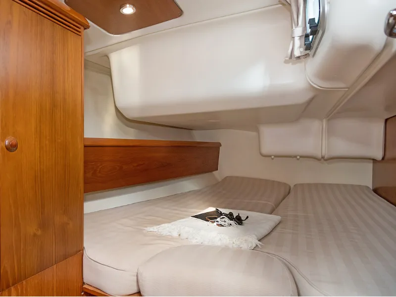 Cabin on Frine, a Jeanneau Sun Odyssey 43 sailboat at Monastiri Bay