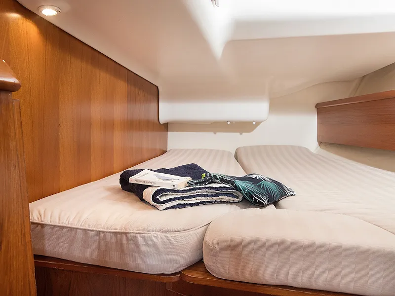 Cabin on Frine, a Jeanneau Sun Odyssey 43 sailboat at Monastiri Bay