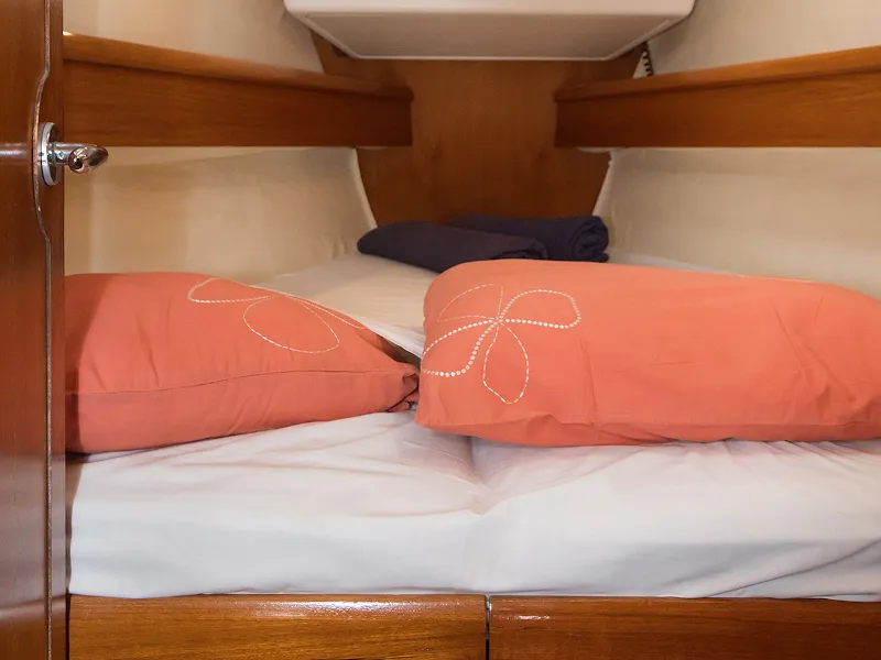 Cabin on Frine, a Jeanneau Sun Odyssey 43 sailboat at Monastiri Bay