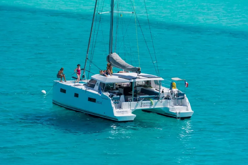 Exterior view of Untethered, a Nautitech 40 Open catamaran at Parham Town, British Virgin Islands