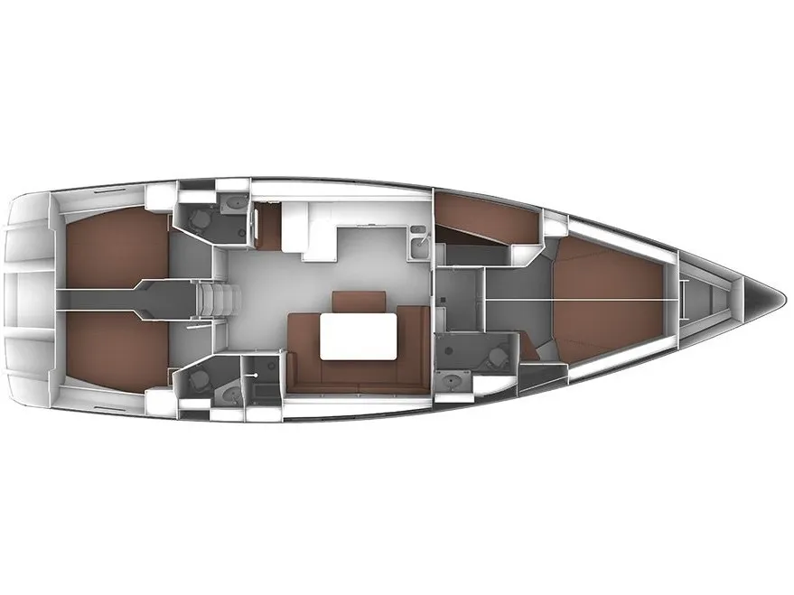 Floor plan of Callisti, a Bavaria Cruiser 51 sailboat at Kos, Greece