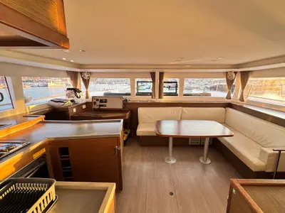 Salon of Salty Love, a Lagoon 450 Sport catamaran at Municipal Unit of Lefkada, Greece
