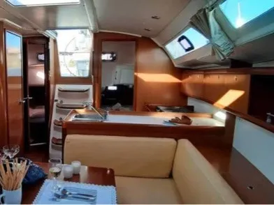 Salon of Maria, a Beneteau Oceanis 37 sailboat at Municipal Unit of Palairos, Greece