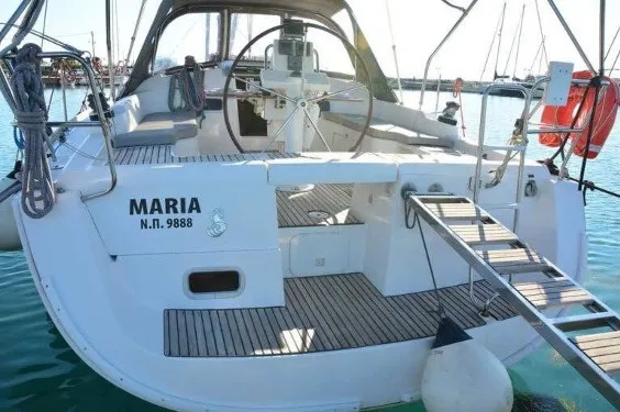 Deck of Maria, a Beneteau Oceanis 37 sailboat at Municipal Unit of Palairos, Greece