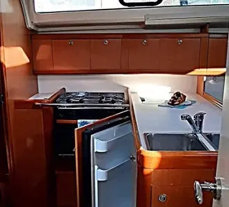 Galley of Maria, a Beneteau Oceanis 37 sailboat at Municipal Unit of Palairos, Greece
