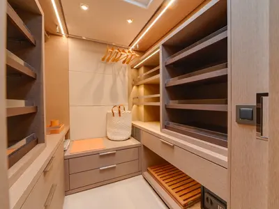 Cabin on Zenit, a Lagoon Seventy 8 catamaran at Olbia, Italy