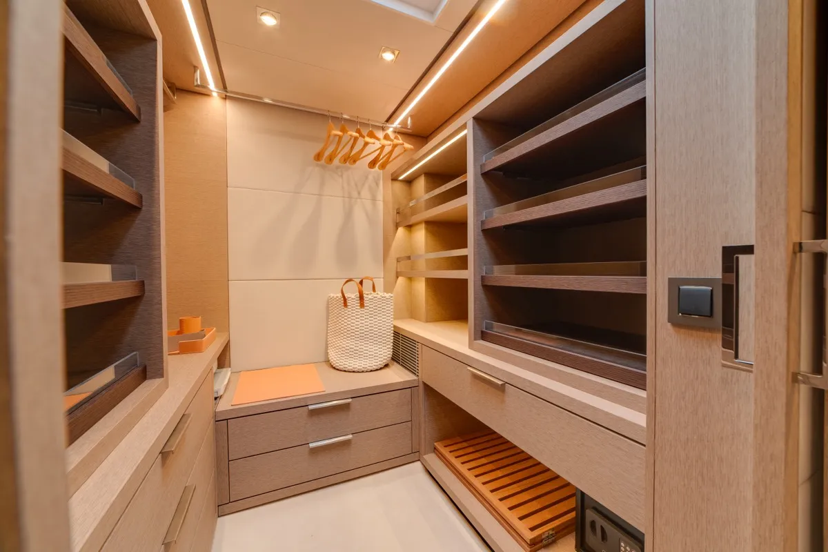 Cabin on Zenit, a Lagoon Seventy 8 catamaran at Olbia, Italy