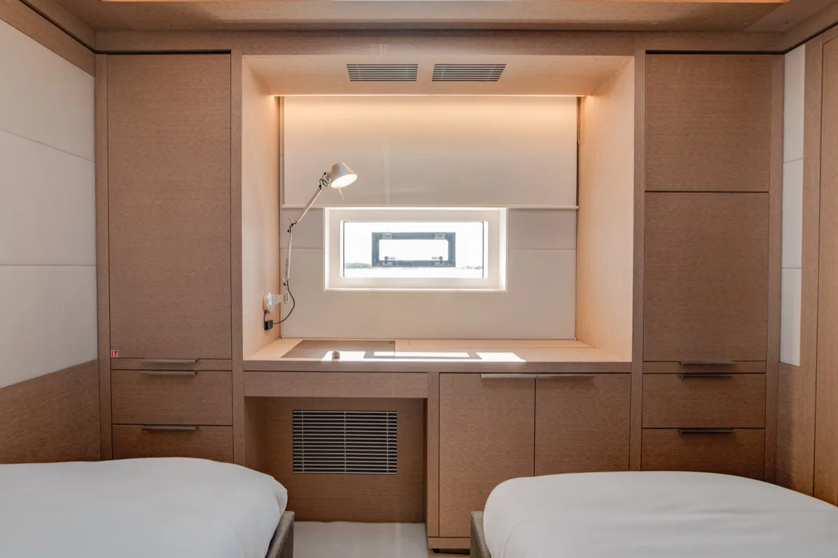 Cabin on Zenit, a Lagoon Seventy 8 catamaran at Olbia, Italy