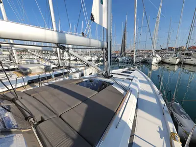 Deck of Infinity, a Hanse 460 sailboat at Grad Biograd na Moru, Croatia