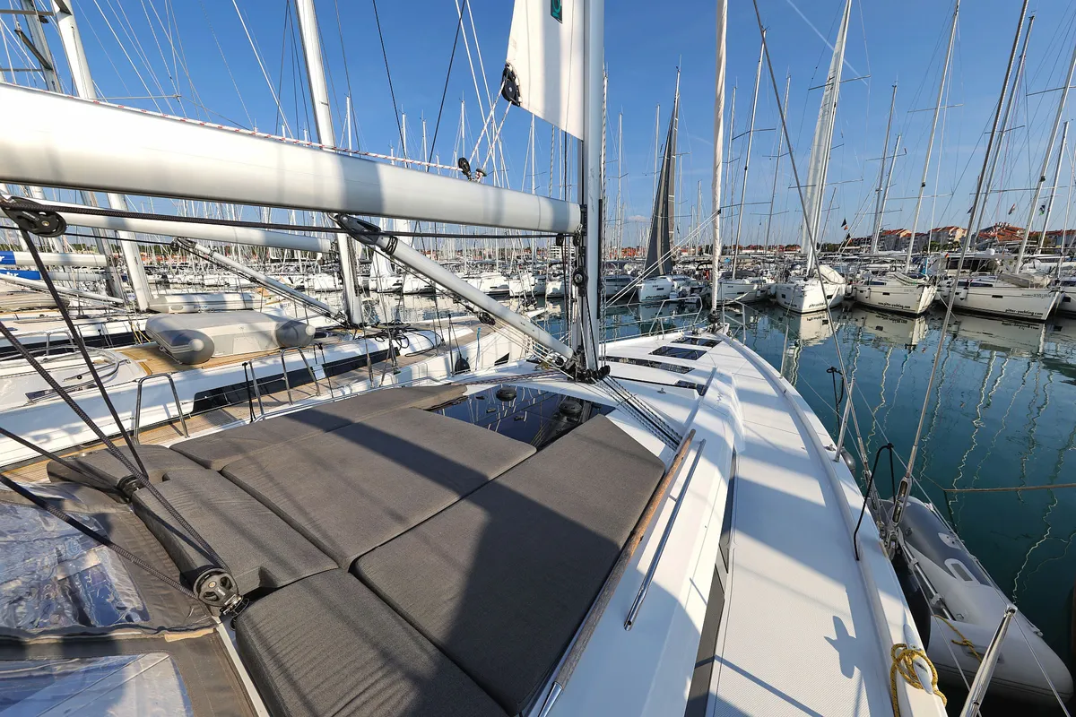 Deck of Infinity, a Hanse 460 sailboat at Grad Biograd na Moru, Croatia
