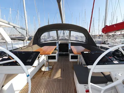 Cockpit of Infinity, a Hanse 460 sailboat at Grad Biograd na Moru, Croatia