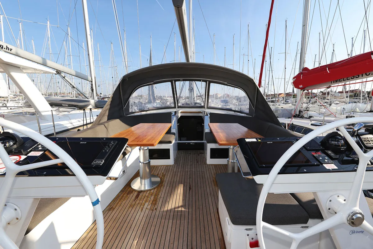 Cockpit of Infinity, a Hanse 460 sailboat at Grad Biograd na Moru, Croatia