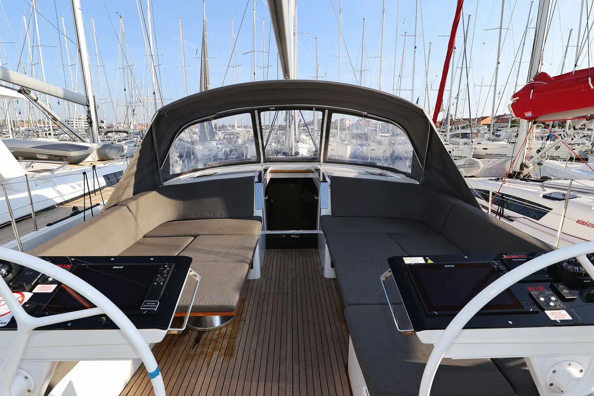 Cockpit of Infinity, a Hanse 460 sailboat at Grad Biograd na Moru, Croatia