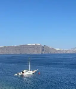 Deck of Kymatia, a Custom Made Trehandiri sailboat at Thira Municipal Unit, Greece