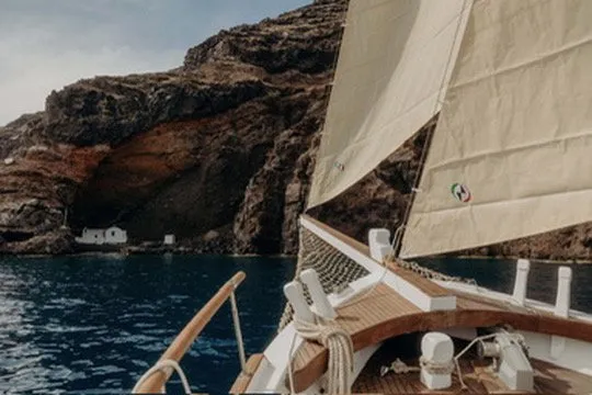 Deck of Kymatia, a Custom Made Trehandiri sailboat at Thira Municipal Unit, Greece