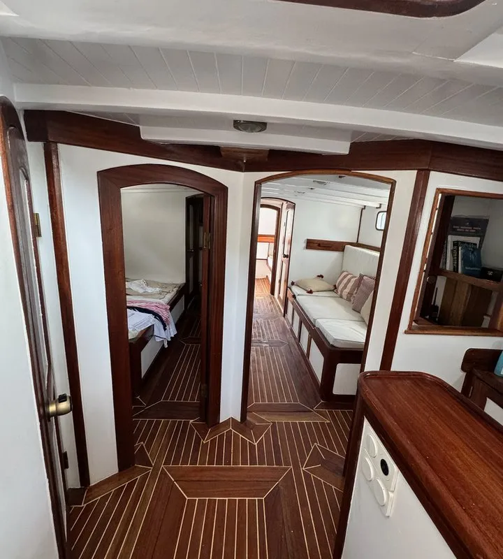 Salon of Kymatia, a Custom Made Trehandiri sailboat at Thira Municipal Unit, Greece