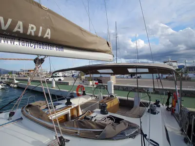 Deck of Papaya, a Bavaria 51 Cruiser sailboat at San Miguel de Abona, Spain
