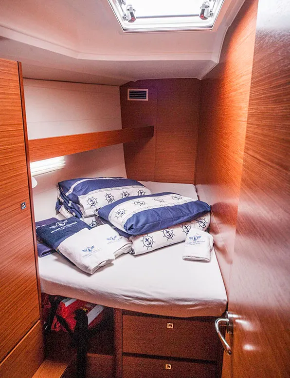 Cabin on Sulaco, a Dufour 460 GL sailboat at Primošten, Croatia