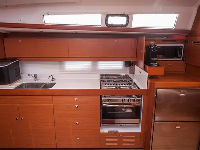 Galley of Sulaco, a Dufour 460 GL sailboat at Primošten, Croatia