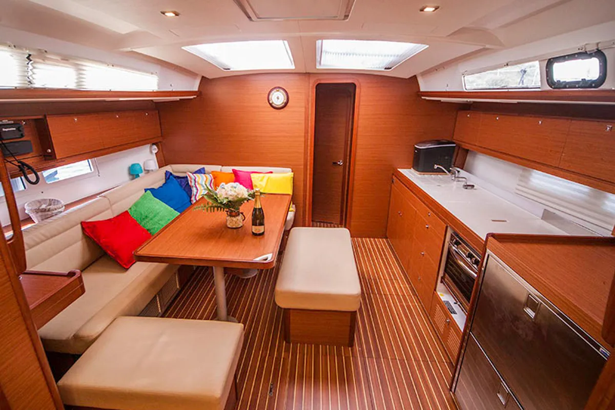 Salon of Sulaco, a Dufour 460 GL sailboat at Primošten, Croatia