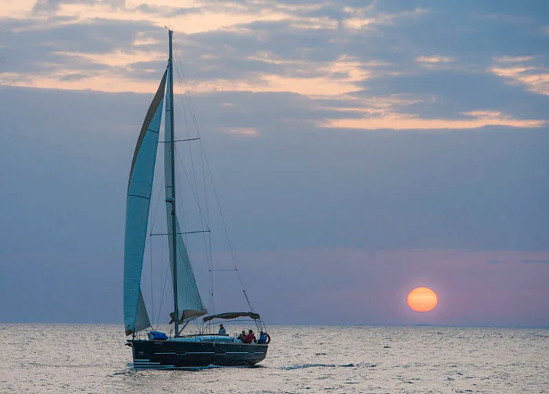 Exterior view of Sulaco, a Dufour 460 GL sailboat at Primošten, Croatia