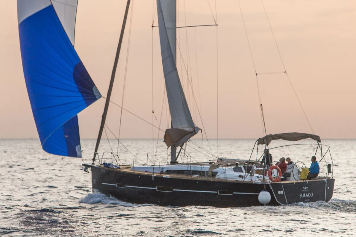 Exterior view of Sulaco, a Dufour 460 GL sailboat at Primošten, Croatia