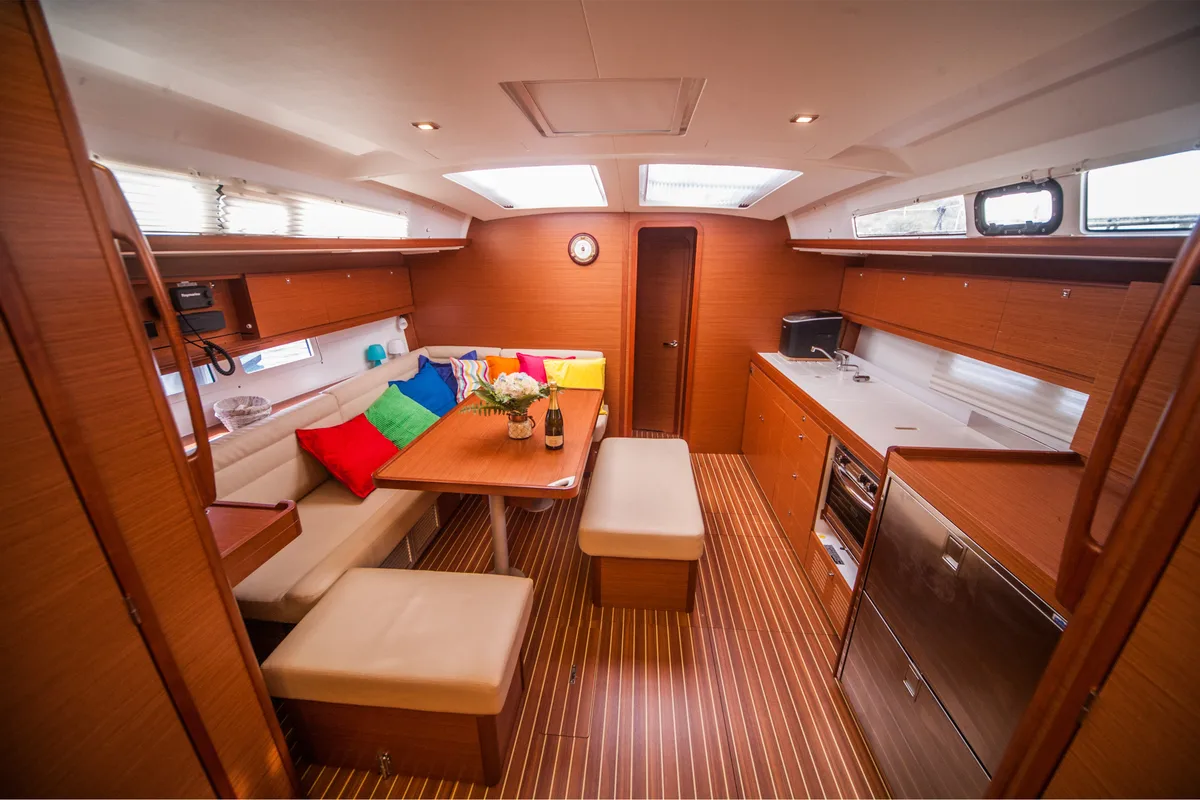 Salon of Sulaco, a Dufour 460 GL sailboat at Primošten, Croatia
