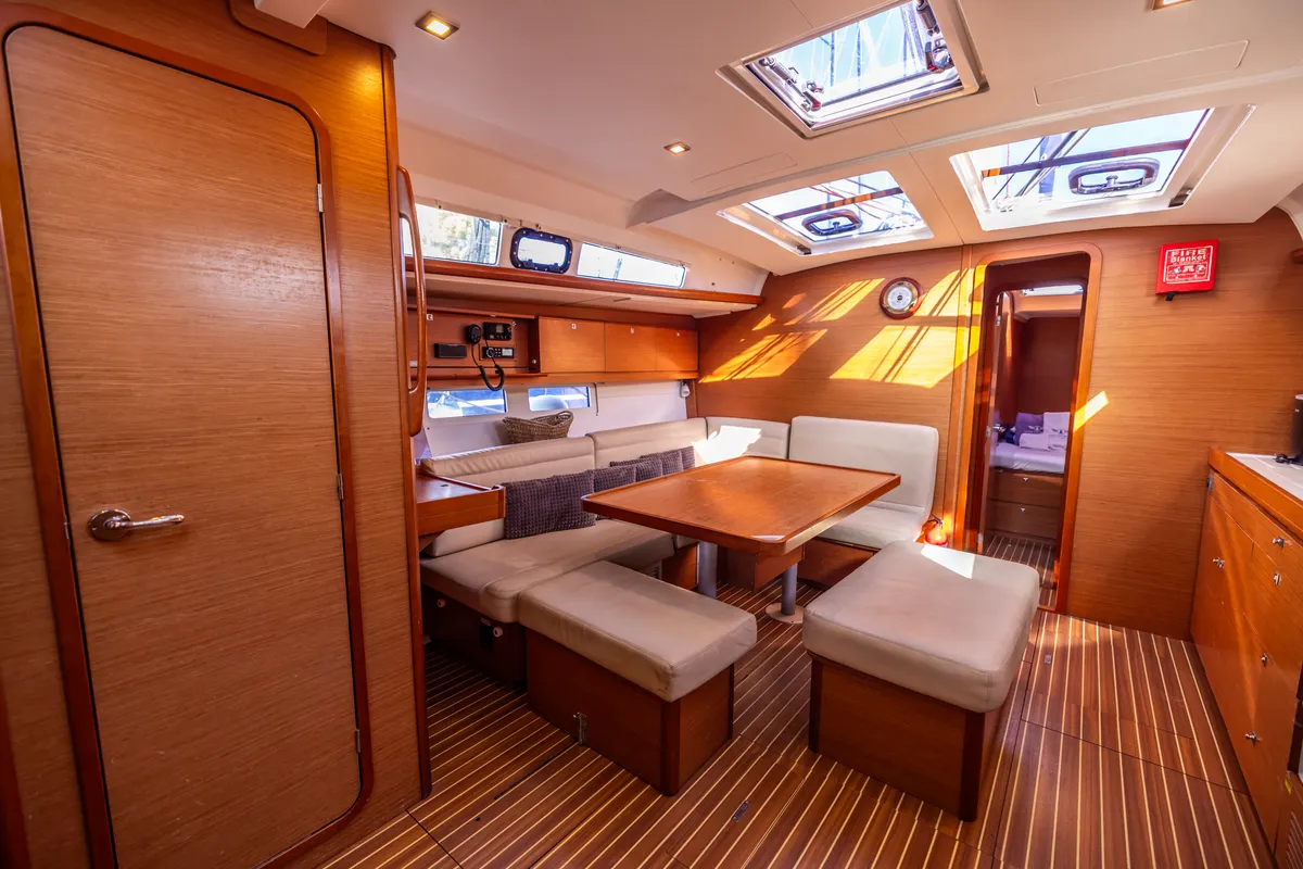 Salon of Sulaco, a Dufour 460 GL sailboat at Primošten, Croatia