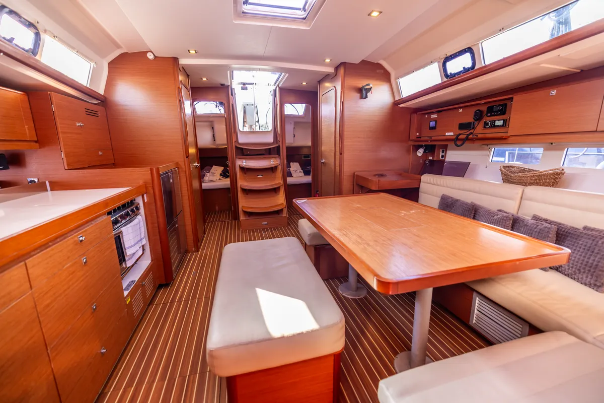 Salon of Sulaco, a Dufour 460 GL sailboat at Primošten, Croatia