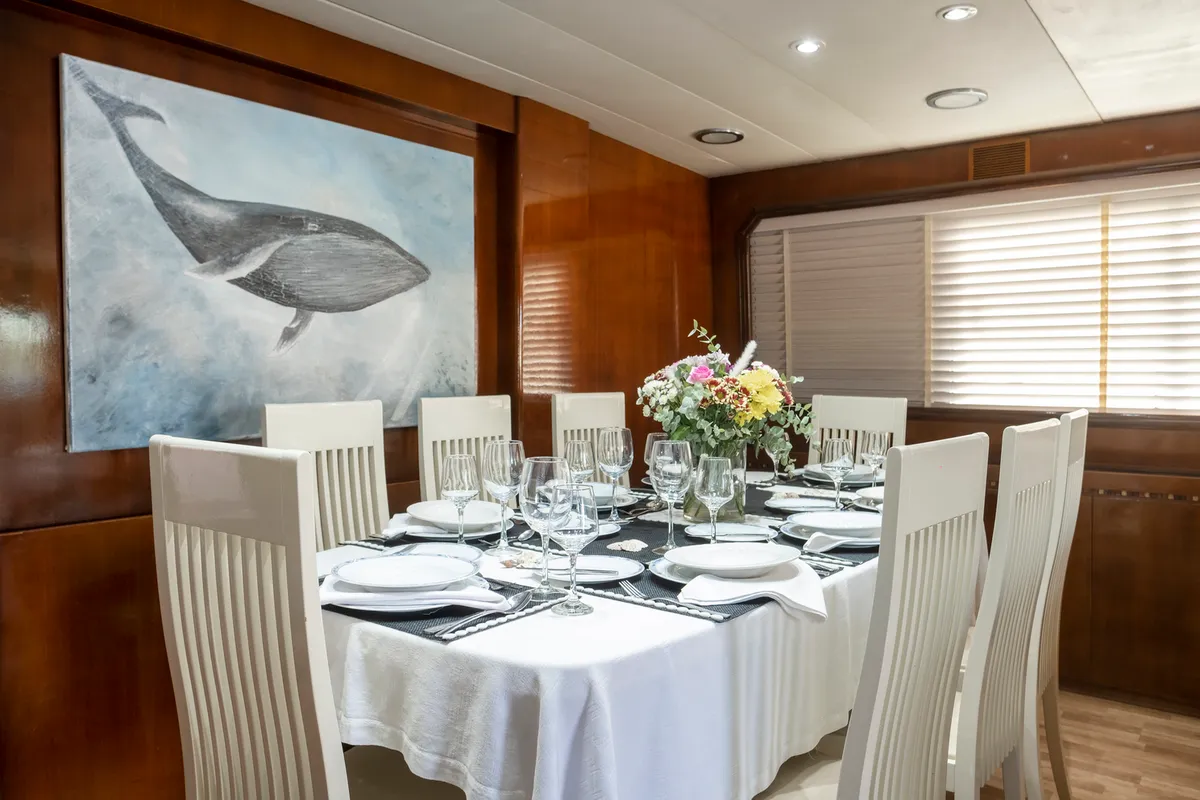 Salon of Shiva, a Cantieri di Pisa Akhir 27 motor yacht at Ornos, Greece