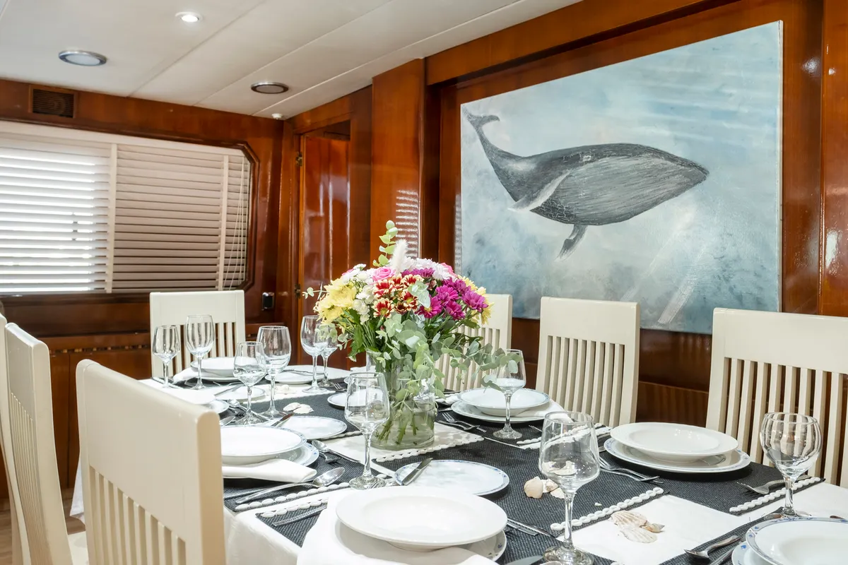 Salon of Shiva, a Cantieri di Pisa Akhir 27 motor yacht at Ornos, Greece