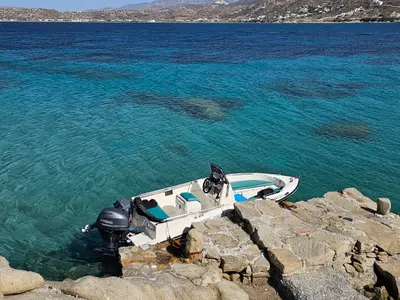 Milos III, a Compass 150 motorboat at Naxos, Greece