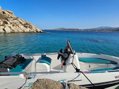 Milos III, a Compass 150 motorboat at Naxos, Greece