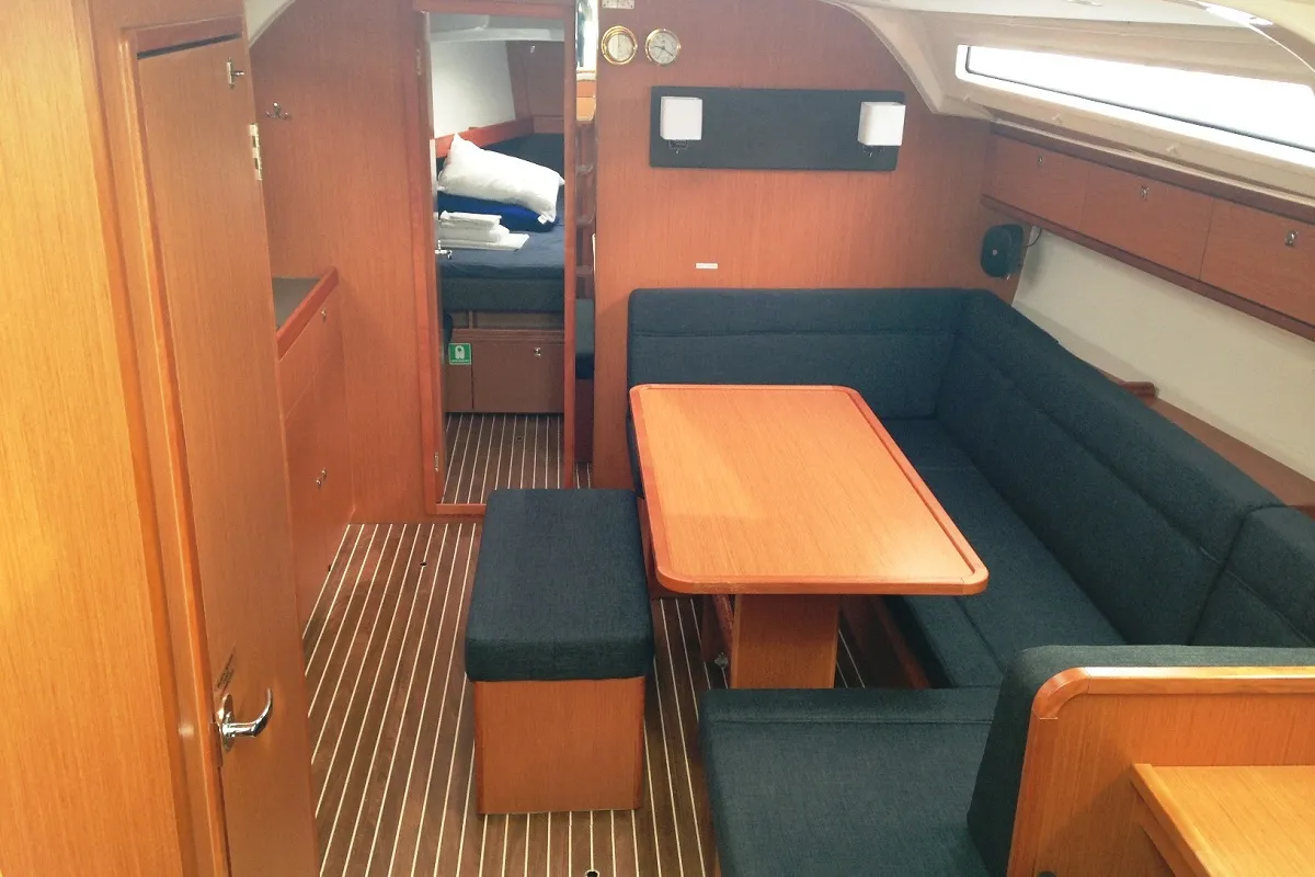 Salon of Alisahni, a Bavaria Cruiser 41 sailboat at Kos, Greece