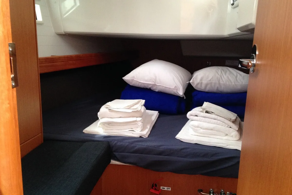 Cabin on Alisahni, a Bavaria Cruiser 41 sailboat at Kos, Greece