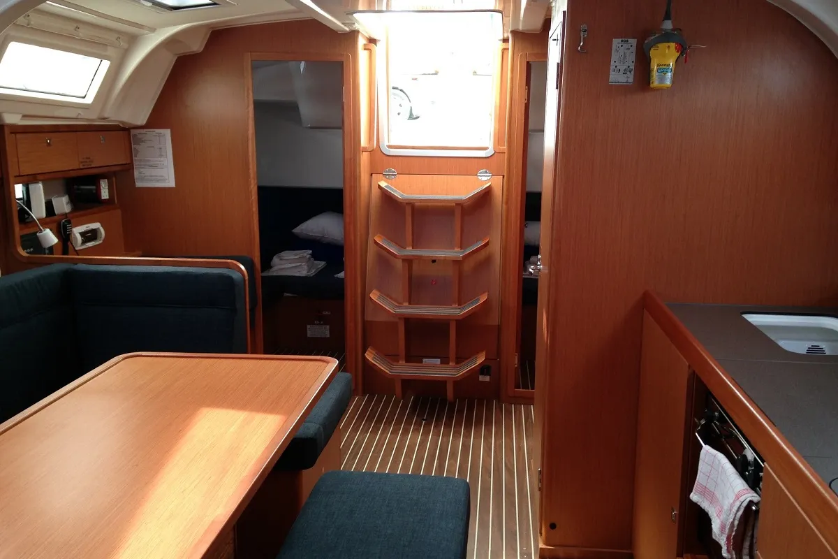 Salon of Alisahni, a Bavaria Cruiser 41 sailboat at Kos, Greece