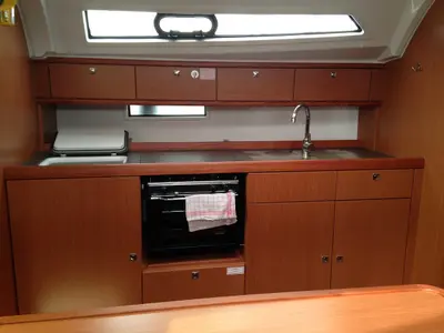 Galley of Alisahni, a Bavaria Cruiser 41 sailboat at Kos, Greece