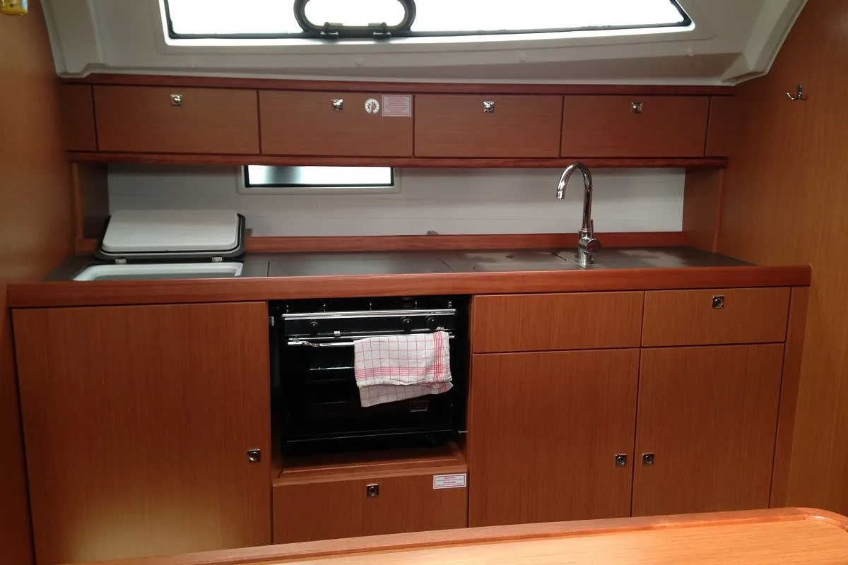 Galley of Alisahni, a Bavaria Cruiser 41 sailboat at Kos, Greece