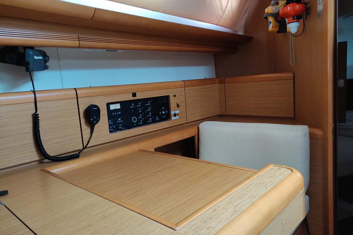 Head on Miss Elli, a Jeanneau Sun Odyssey 44i sailboat at Kontokali, Greece