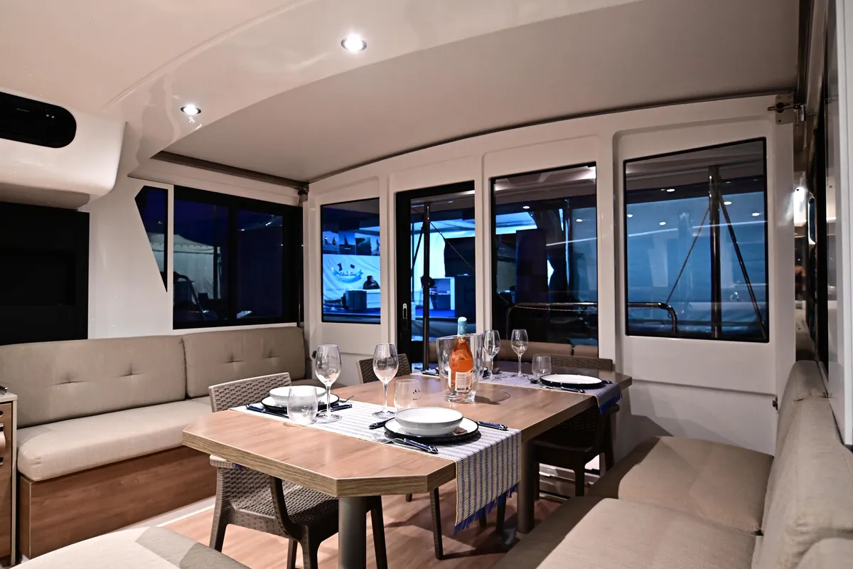 Head on Mamma Mia, a Bali 4.2 catamaran at Salerno, Italy