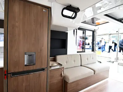 Salon of Mamma Mia, a Bali 4.2 catamaran at Salerno, Italy