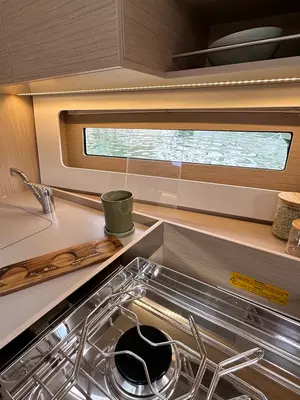 Galley of Vega, a Beneteau Oceanis 37.1 sailboat at Rosignano Solvay, Italy