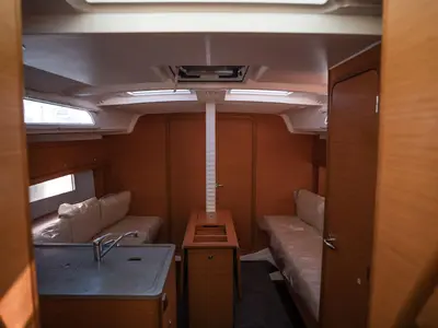 Cabin on Tormenta, a Dufour 37 sailboat at Castellammare del Golfo, Italy