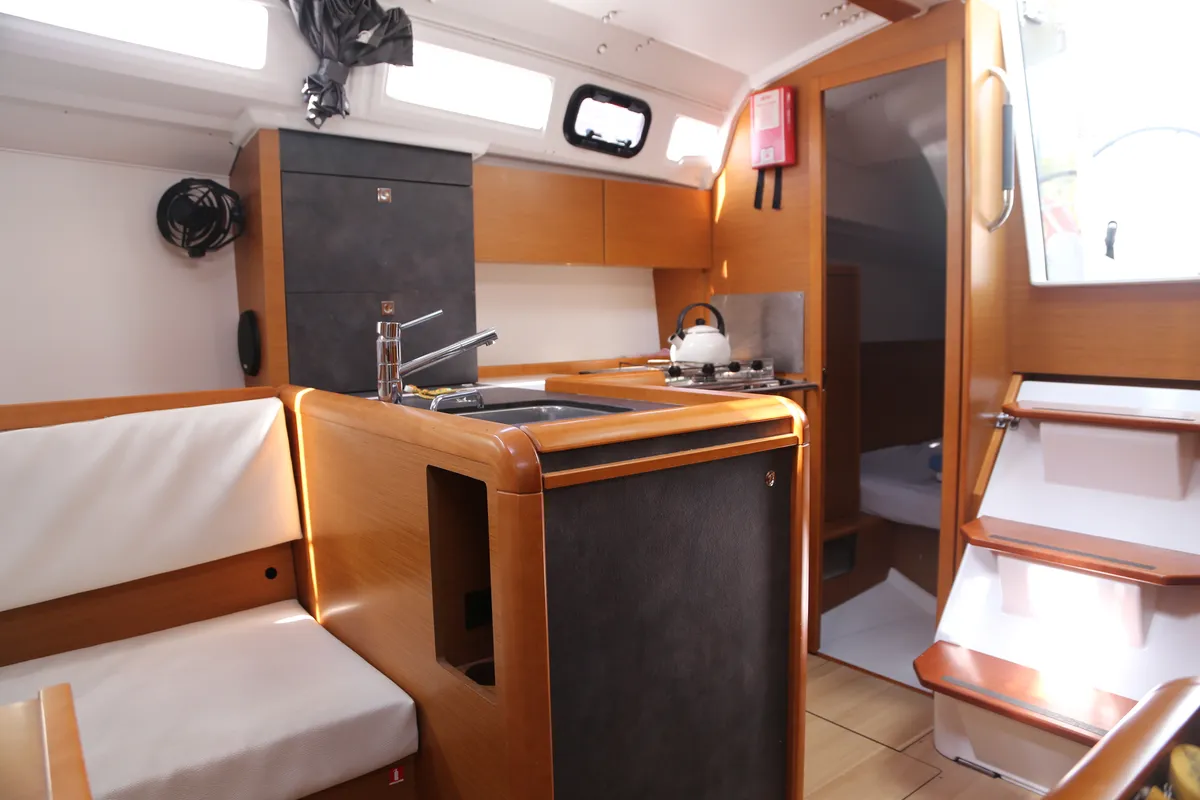 Galley of Ferousa, a Jeanneau Sun Odyssey 349 sailboat at Volos, Greece