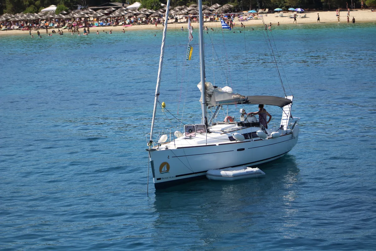 Exterior view of Galene, a Beneteau Oceanis 37 sailboat at Loutraki, Greece