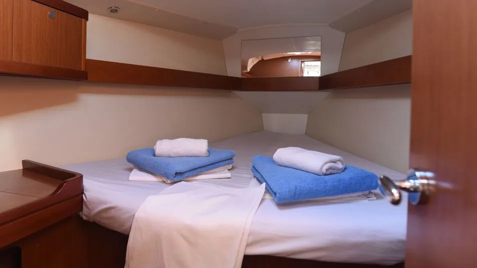 Cabin on Galene, a Beneteau Oceanis 37 sailboat at Loutraki, Greece