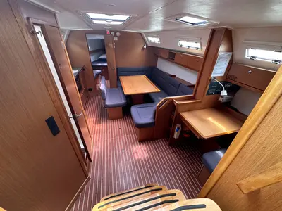 Salon of Sylvia, a Bavaria Cruiser 40 sailboat at Preveza, Greece