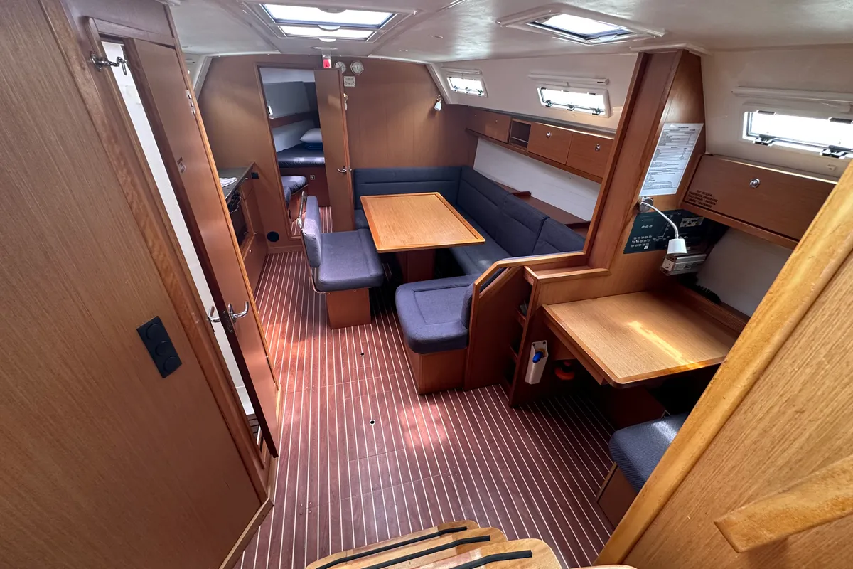 Salon of Sylvia, a Bavaria Cruiser 40 sailboat at Preveza, Greece