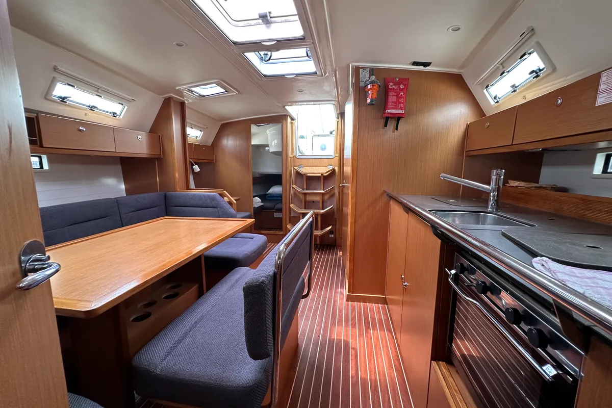 Galley of Sylvia, a Bavaria Cruiser 40 sailboat at Preveza, Greece